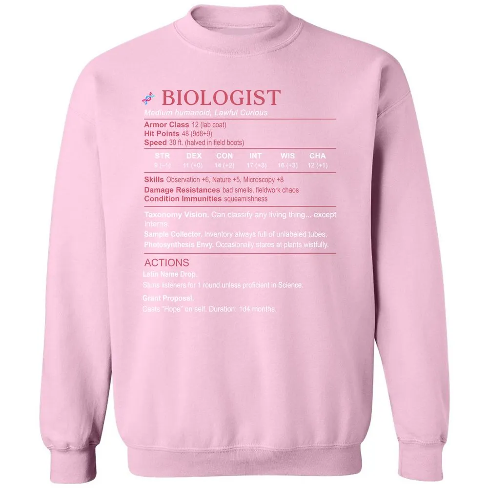 Biologist Stats Classic Unisex Sweatshirt - Light Pink - 3