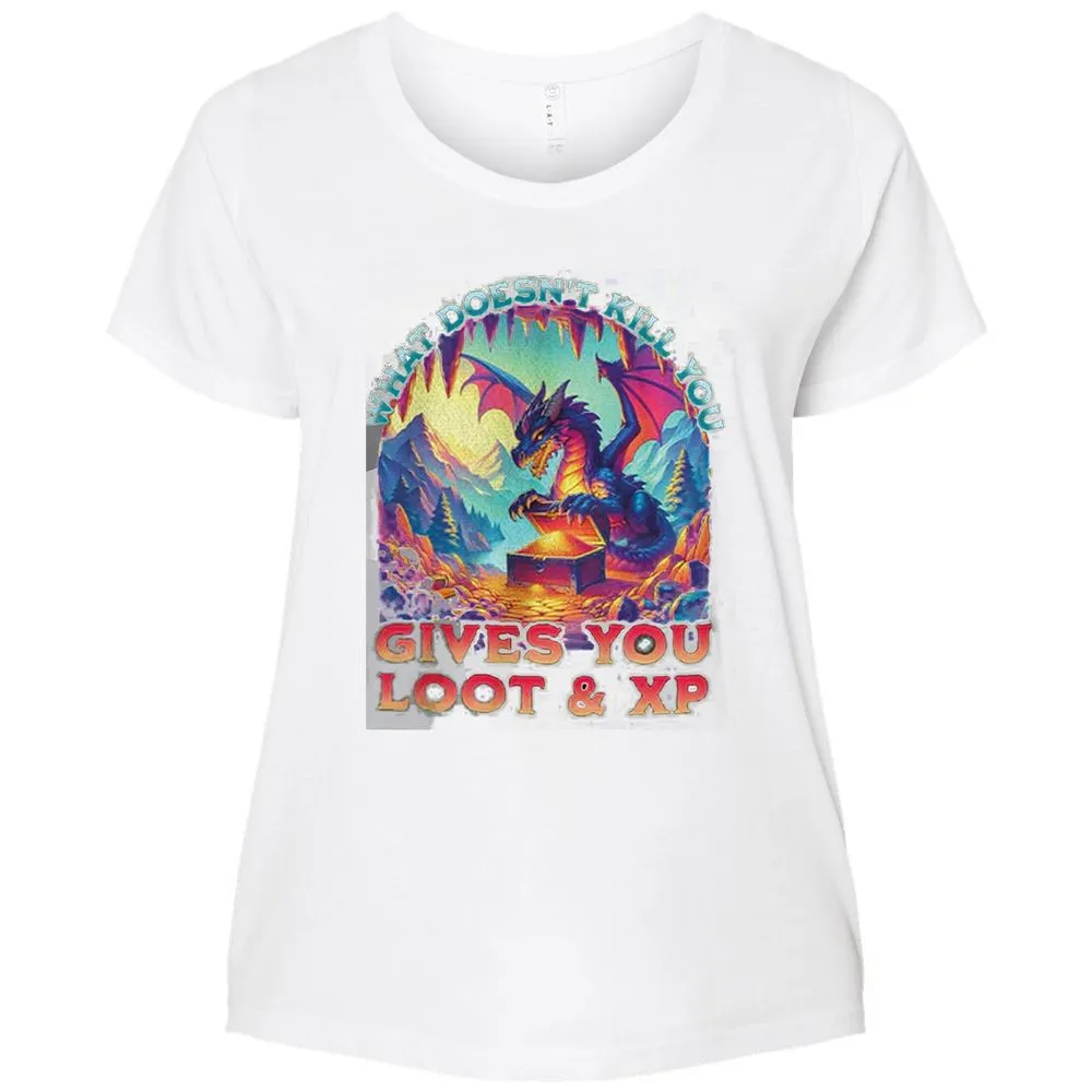 What Doesn't Kill You Give You Loot & XP Ladies Curvy Jersey - White - 6