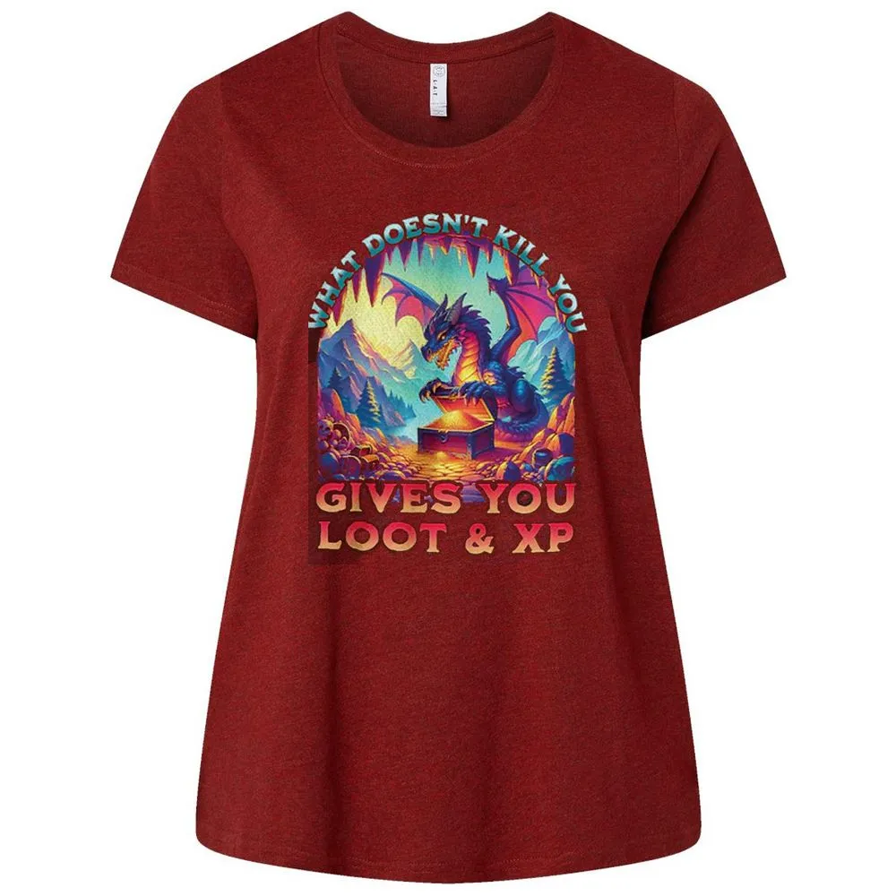 What Doesn't Kill You Give You Loot & XP Ladies Curvy Jersey - Cardinal - 10