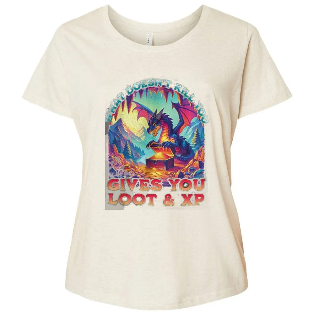What Doesn't Kill You Give You Loot & XP Ladies Curvy Jersey - Natural Heather - 8