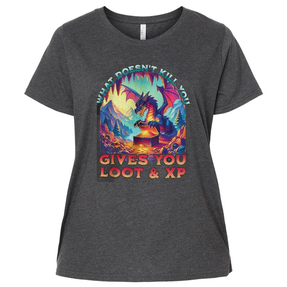 What Doesn't Kill You Give You Loot & XP Ladies Curvy Jersey - Vintage Smoke - 4