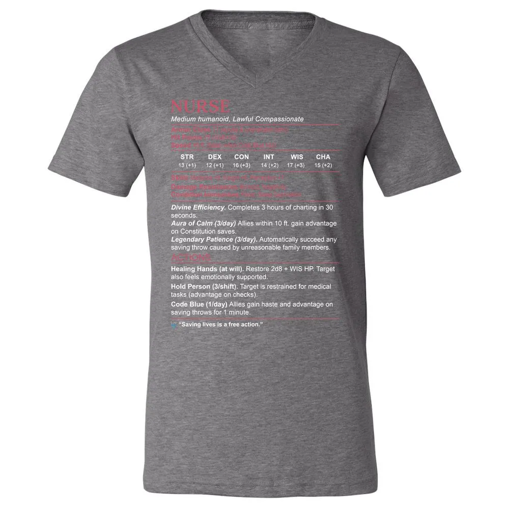 Nurse Stats 3 Unisex V-Neck T-Shirt - Deep Heather - 13