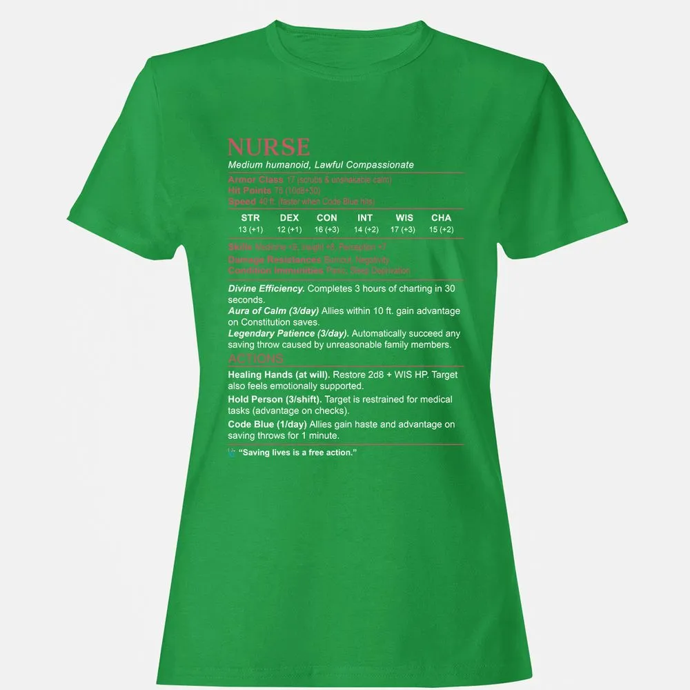 Nurse Stats 3 Women's T-Shirt - Irish Green - 7