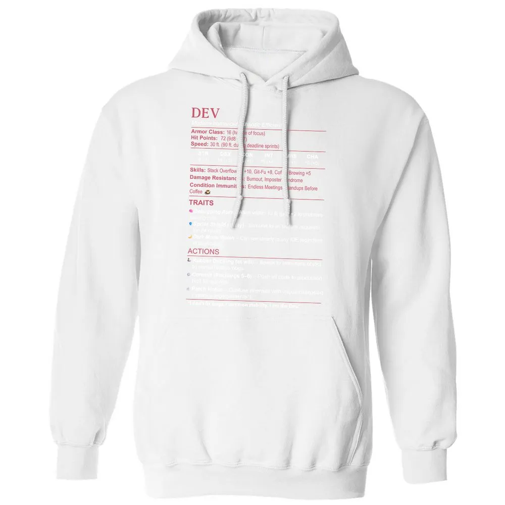 DEV Stats Classic Unisex Hoodie - White - 11