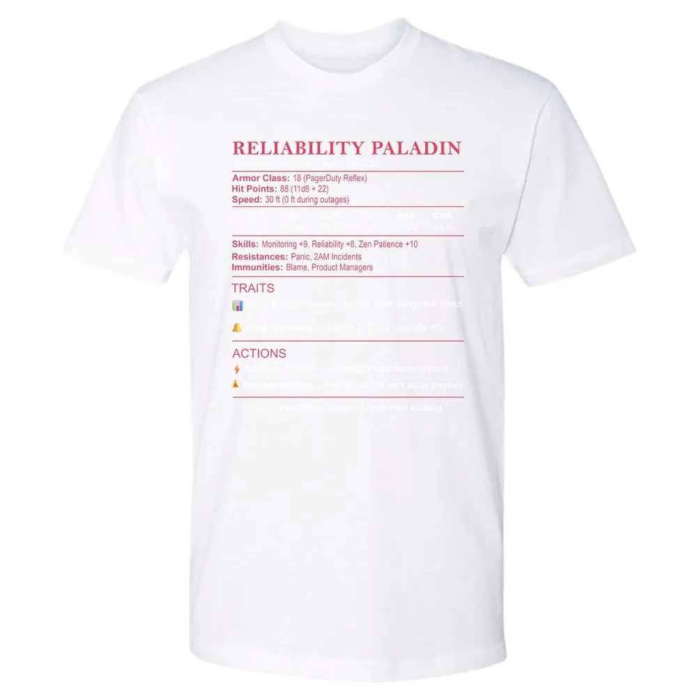 SRE Stats (Reliability Paladin) Premium Unisex T-Shirt - White - 4