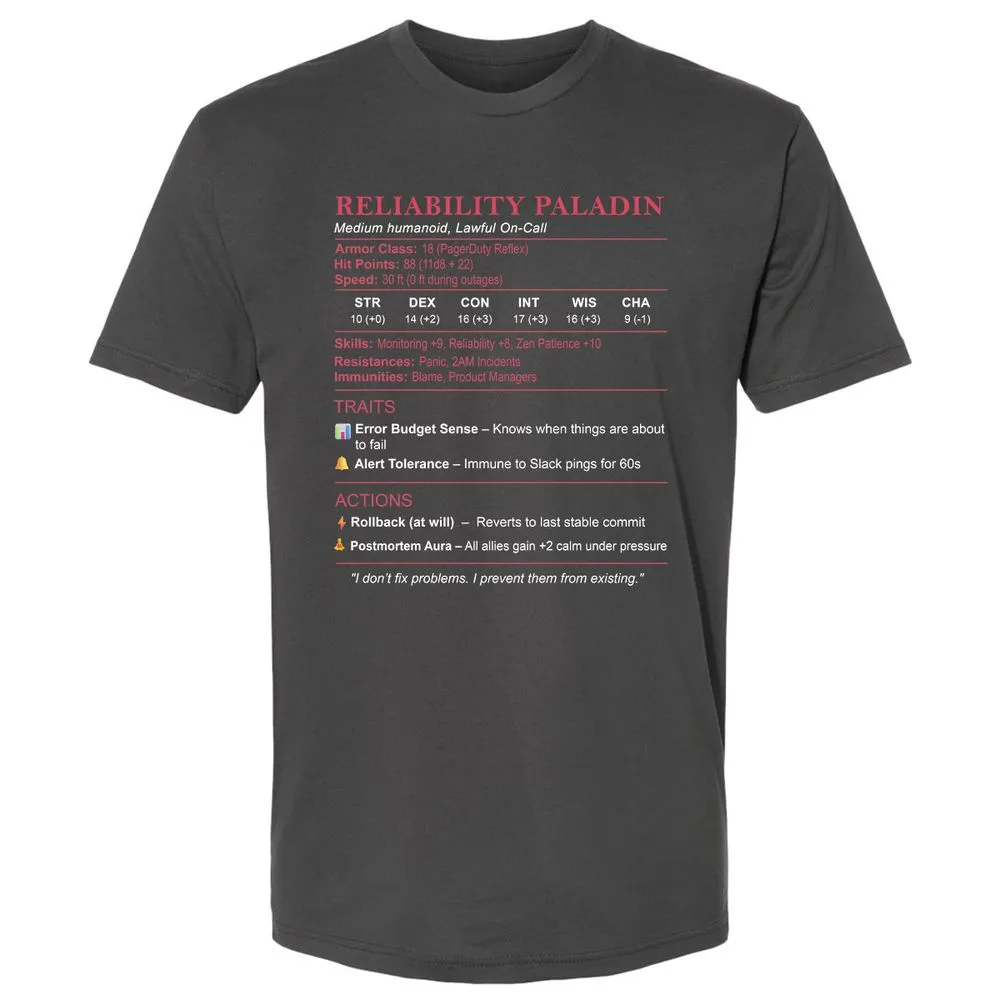 SRE Stats (Reliability Paladin) Premium Unisex T-Shirt - Heavy Metal - 8