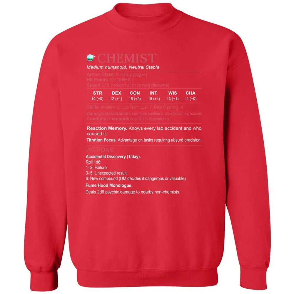 Chemist Stats Classic Unisex Sweatshirt - Red - 5