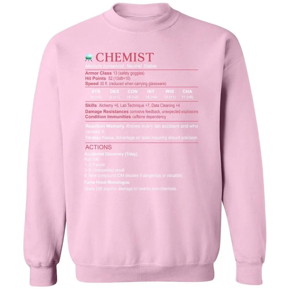 Chemist Stats Classic Unisex Sweatshirt - Light Pink - 3