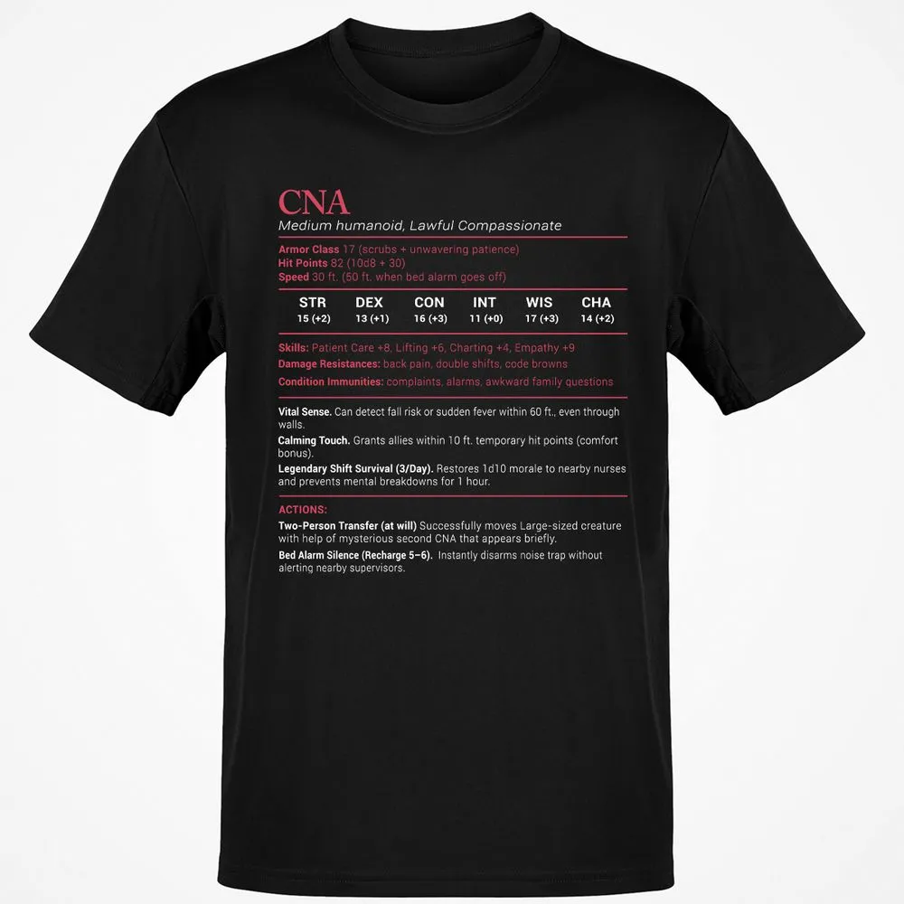 CNA Stats Classic Unisex T-Shirt - Black - 1