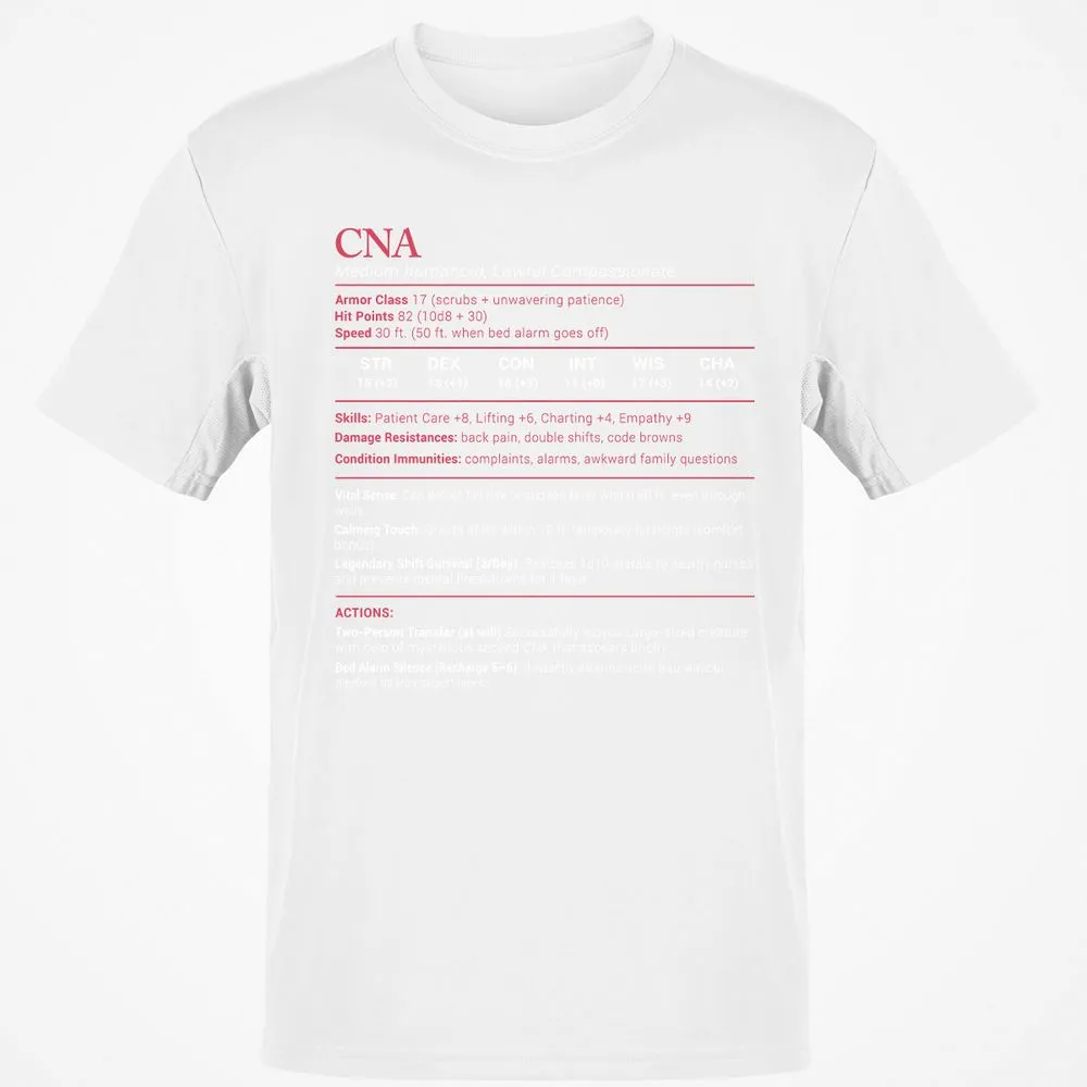 CNA Stats Classic Unisex T-Shirt - White - 12