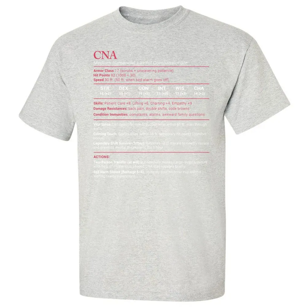 CNA Stats Classic Unisex T-Shirt - Ash - 2