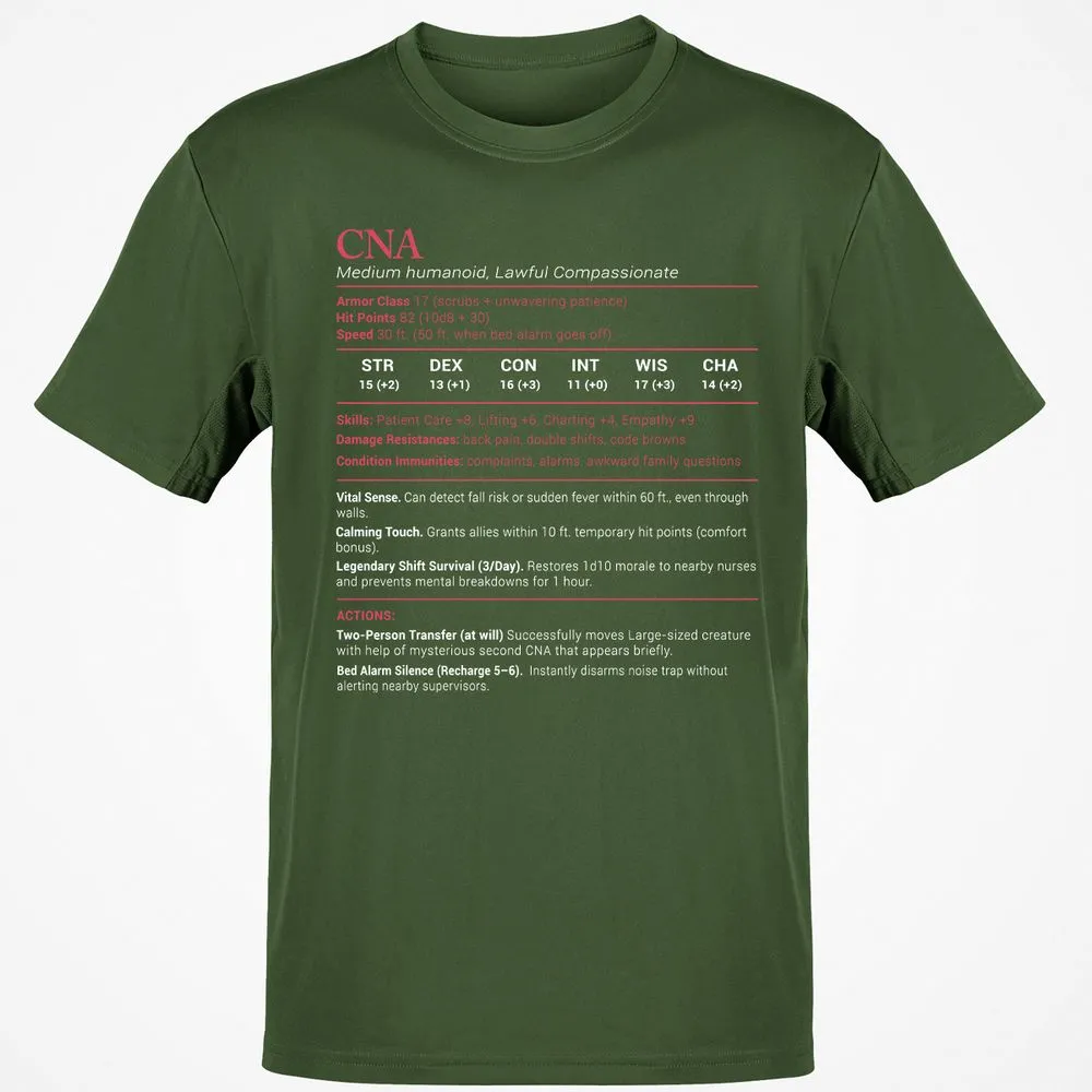 CNA Stats Classic Unisex T-Shirt - Military Green - 6