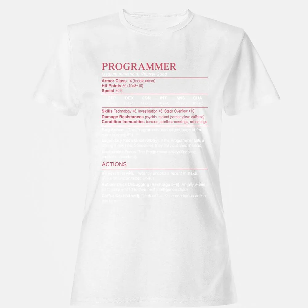 Programmer Stats Women's T-Shirt - White - 16