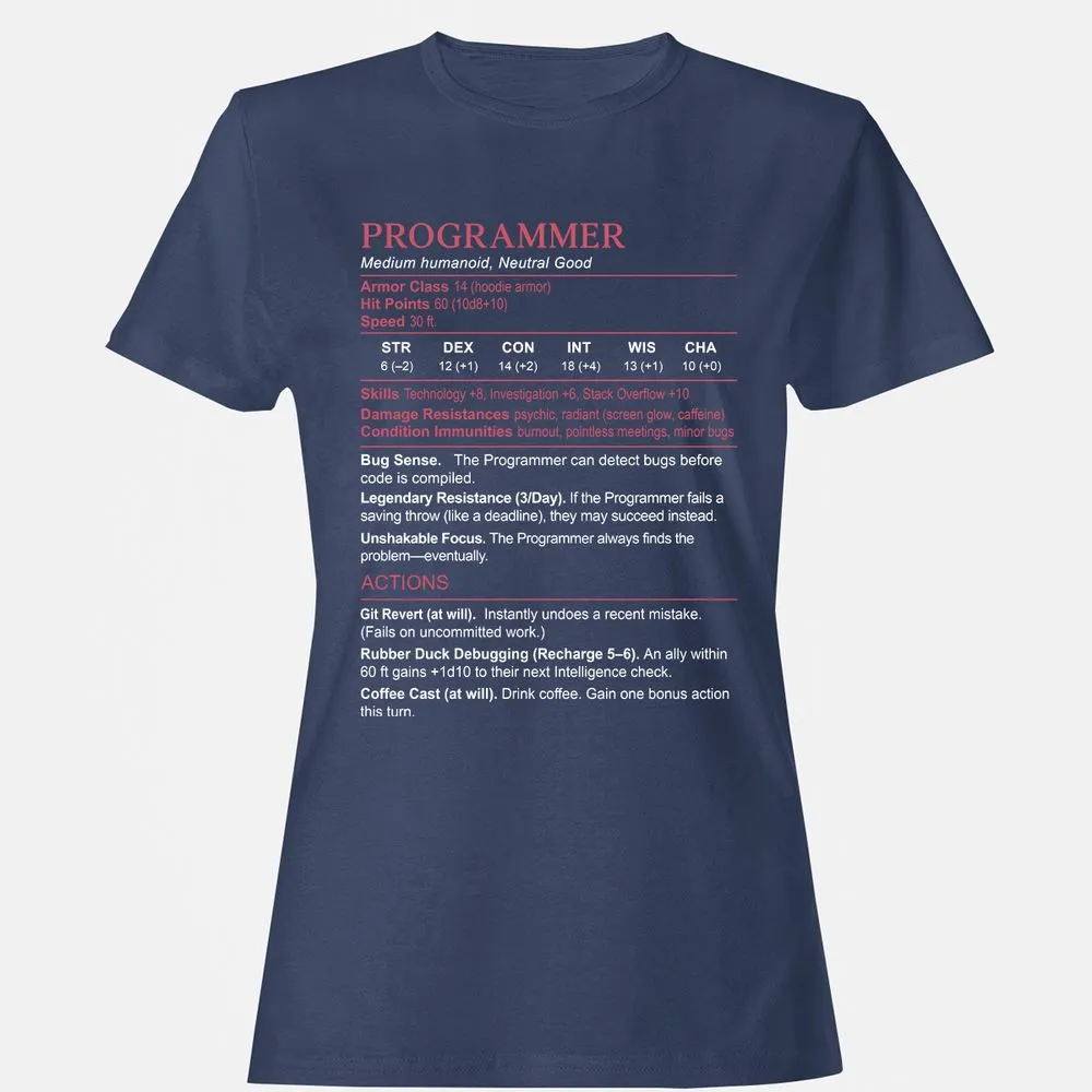 Programmer Stats Women's T-Shirt - Navy - 10
