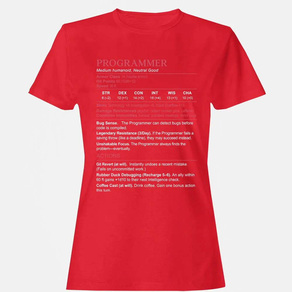 Programmer Stats Women's T-Shirt - Red - 13