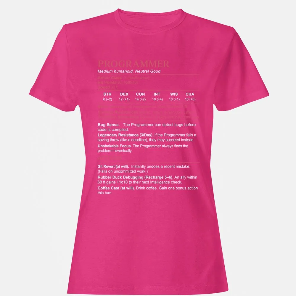 Programmer Stats Women's T-Shirt - Heliconia - 6