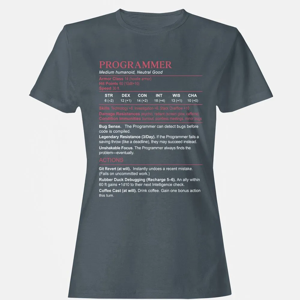 Programmer Stats Women's T-Shirt - Charcoal - 3