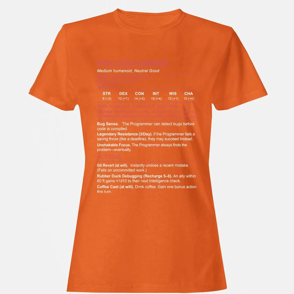 Programmer Stats Women's T-Shirt - Orange - 11
