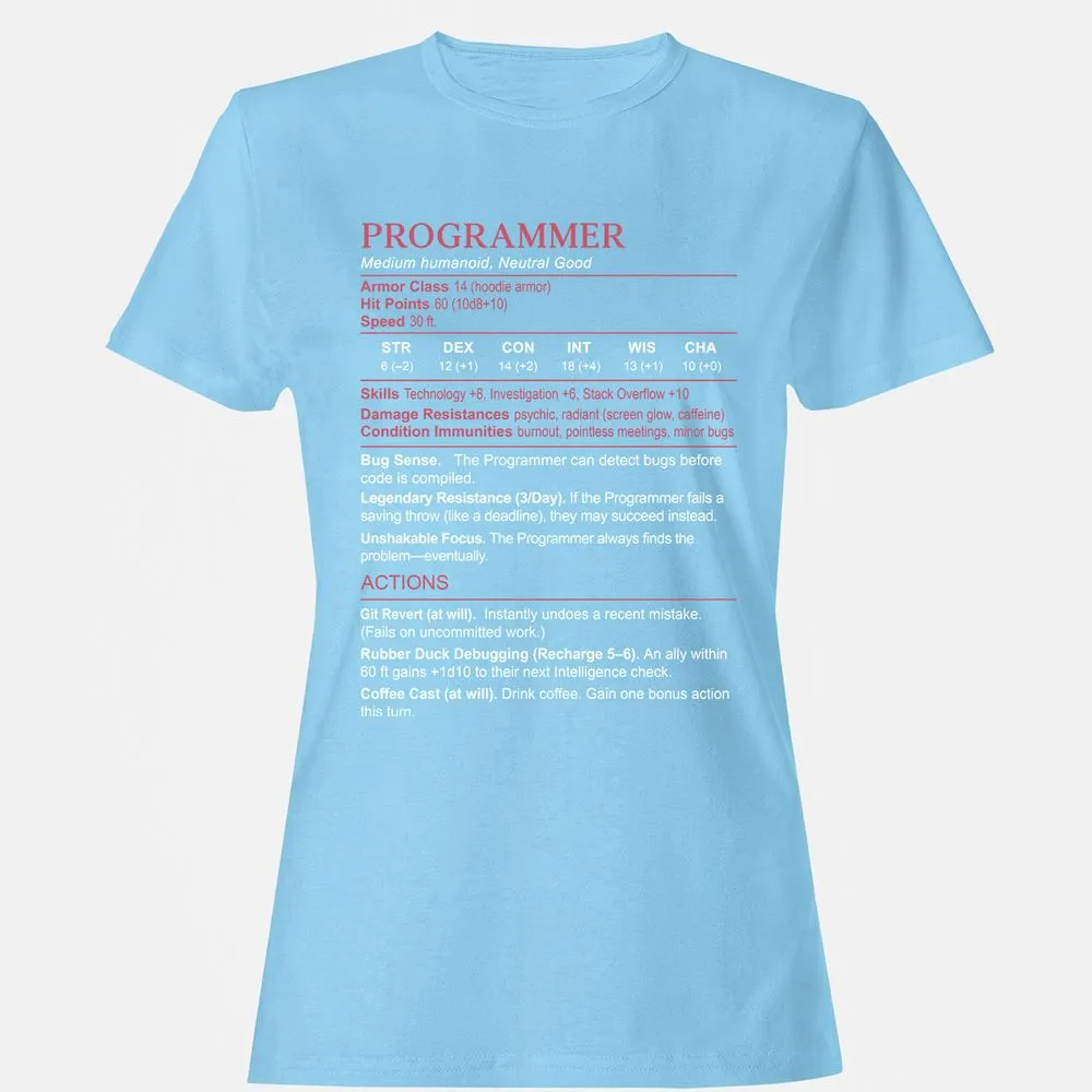 Programmer Stats Women's T-Shirt - Light Blue - 8