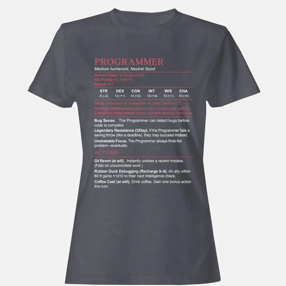 Programmer Stats Women's T-Shirt - Dark Heather - 5