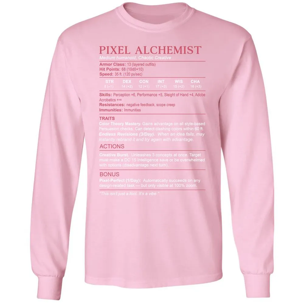 Designer Stats (Pixel Alchemist) Long Sleeve T-Shirt - Light Pink - 3