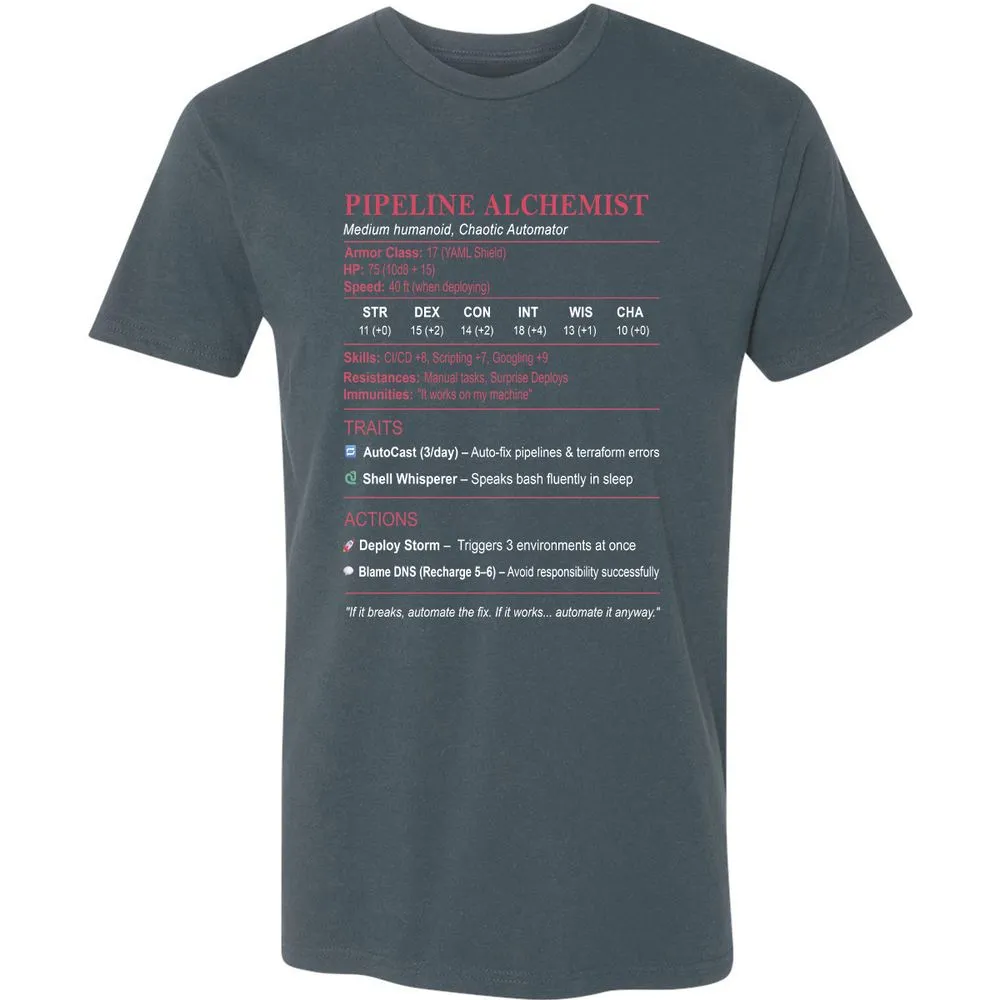 DEVOPS Stats (Pipeline Alchemist) Premium Unisex T-Shirt - Indigo - 15