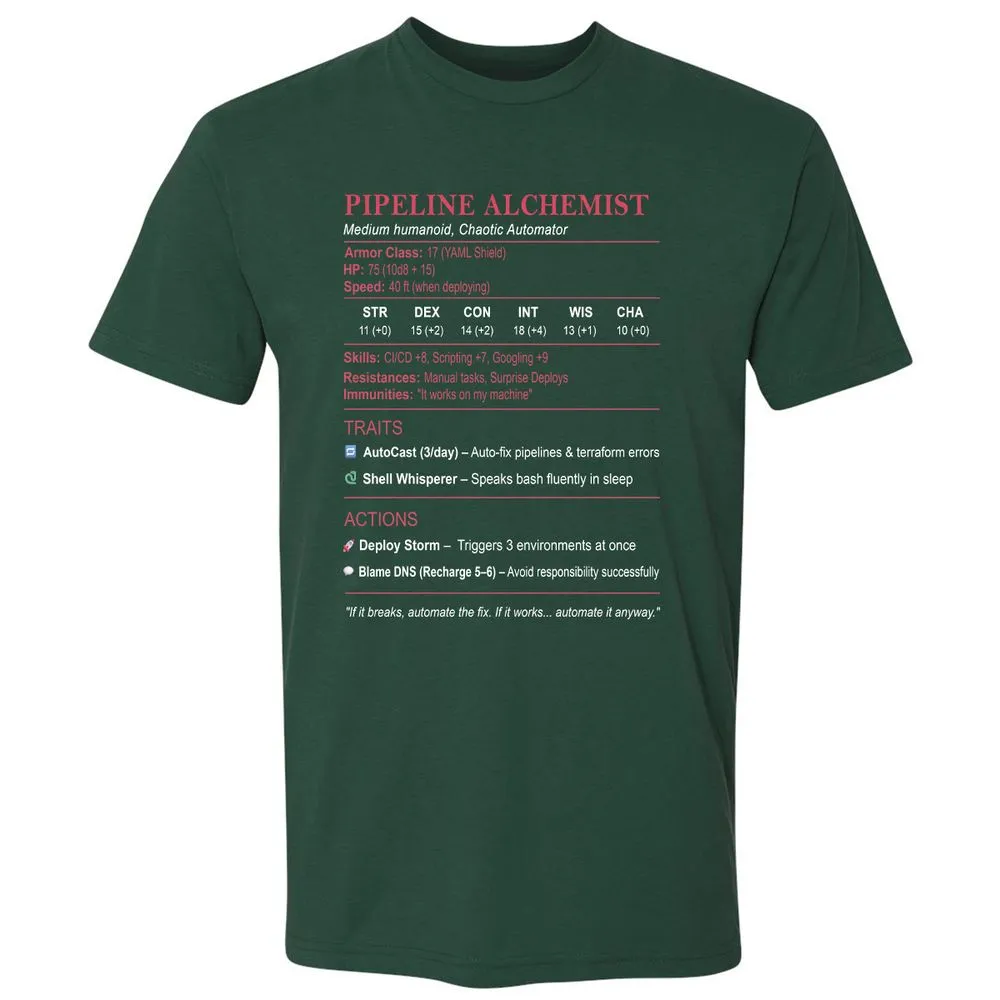 DEVOPS Stats (Pipeline Alchemist) Premium Unisex T-Shirt - Forest Green - 13