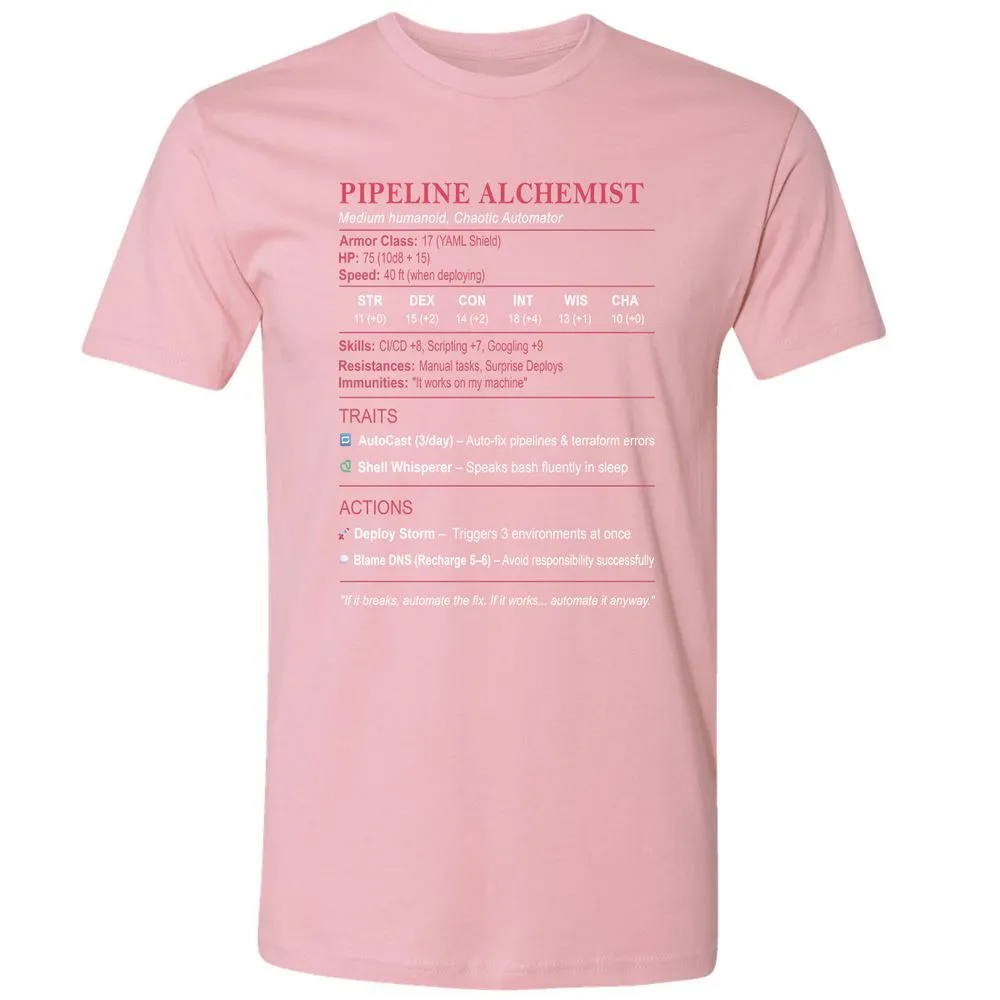 DEVOPS Stats (Pipeline Alchemist) Premium Unisex T-Shirt - Light Pink - 3