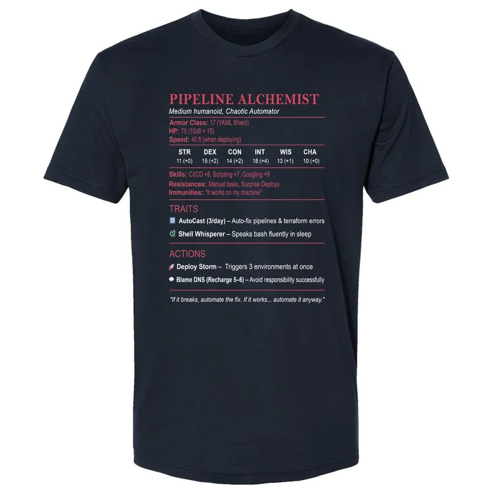 DEVOPS Stats (Pipeline Alchemist) Premium Unisex T-Shirt - Midnight Navy - 2