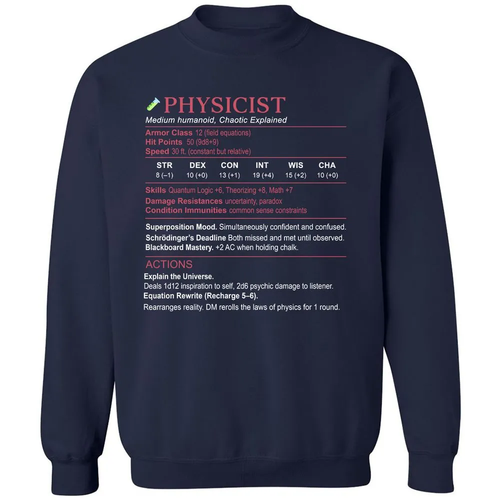 Physicist Stats Classic Unisex Sweatshirt - Navy - 2