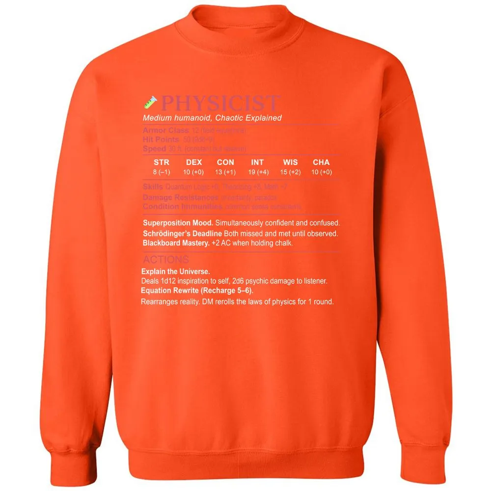 Physicist Stats Classic Unisex Sweatshirt - Orange - 10