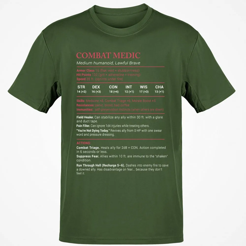 Combat Medic Stats Classic Unisex T-Shirt - Military Green - 6