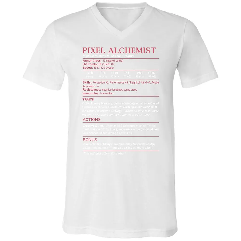 Designer Stats (Pixel Alchemist) Unisex V-Neck T-Shirt - White - 5