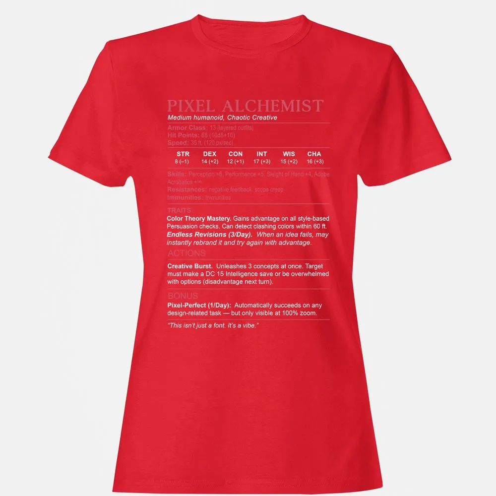 Designer Stats (Pixel Alchemist) Women's T-Shirt - Red - 13