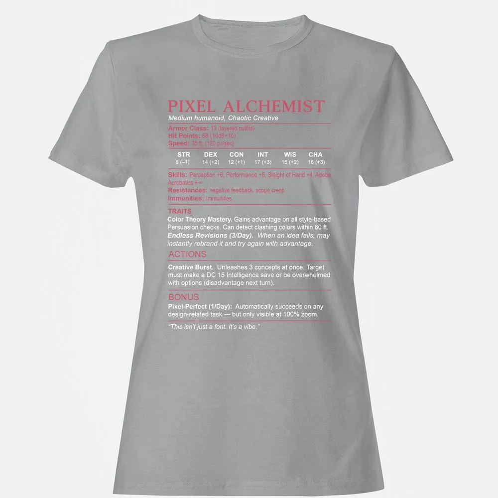 Designer Stats (Pixel Alchemist) Women's T-Shirt - Sport Grey - 15