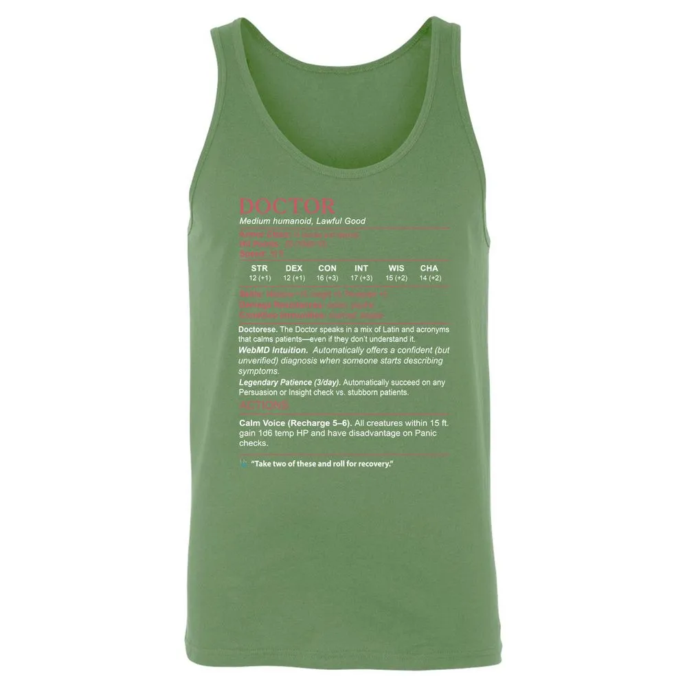 Doctor Stats Unisex Jersey Tank - Leaf - 10