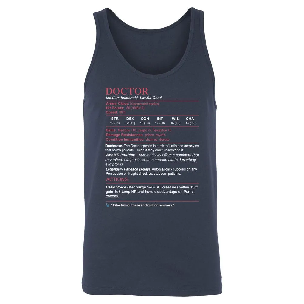 Doctor Stats Unisex Jersey Tank - Navy - 2