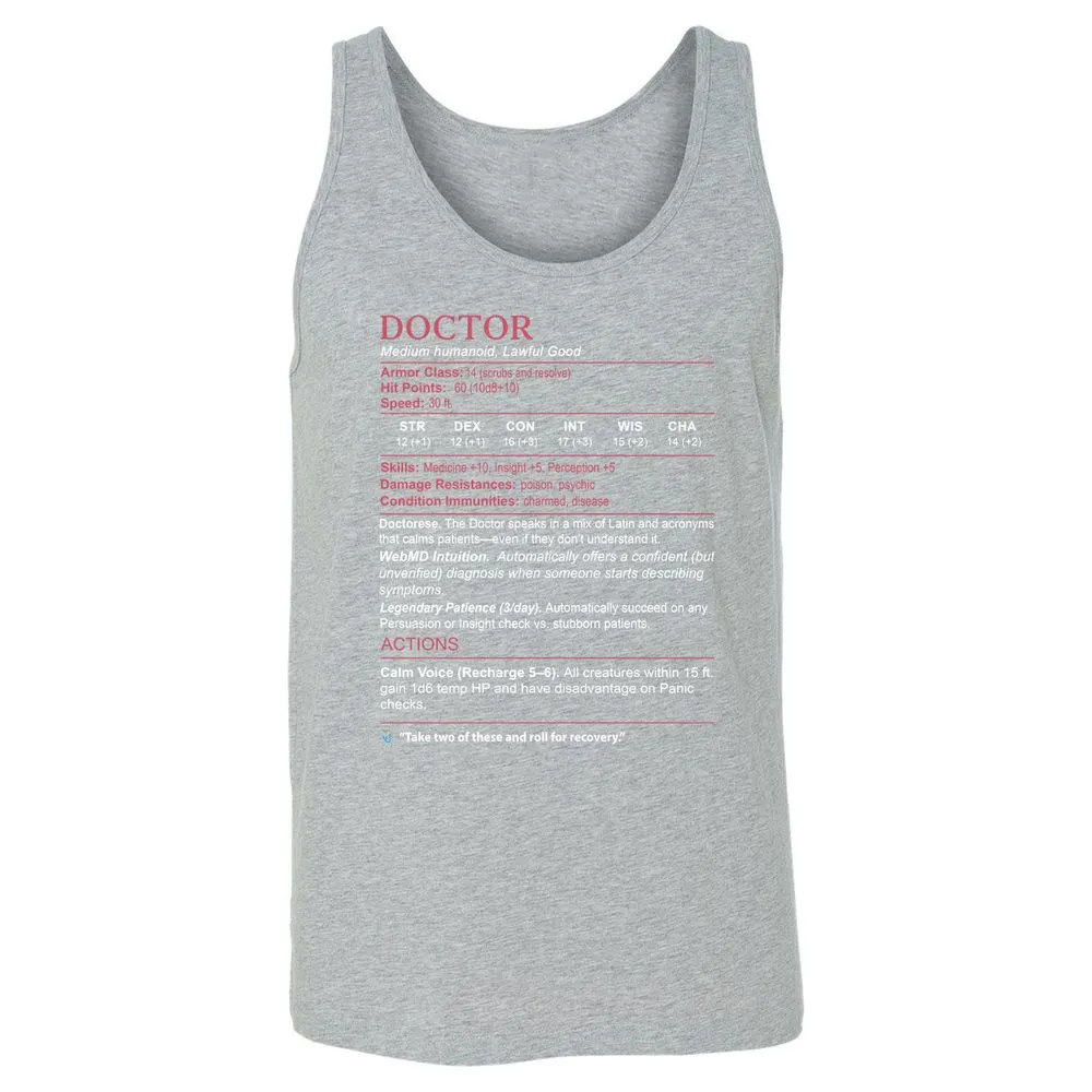 Doctor Stats Unisex Jersey Tank - Athletic Heather - 4