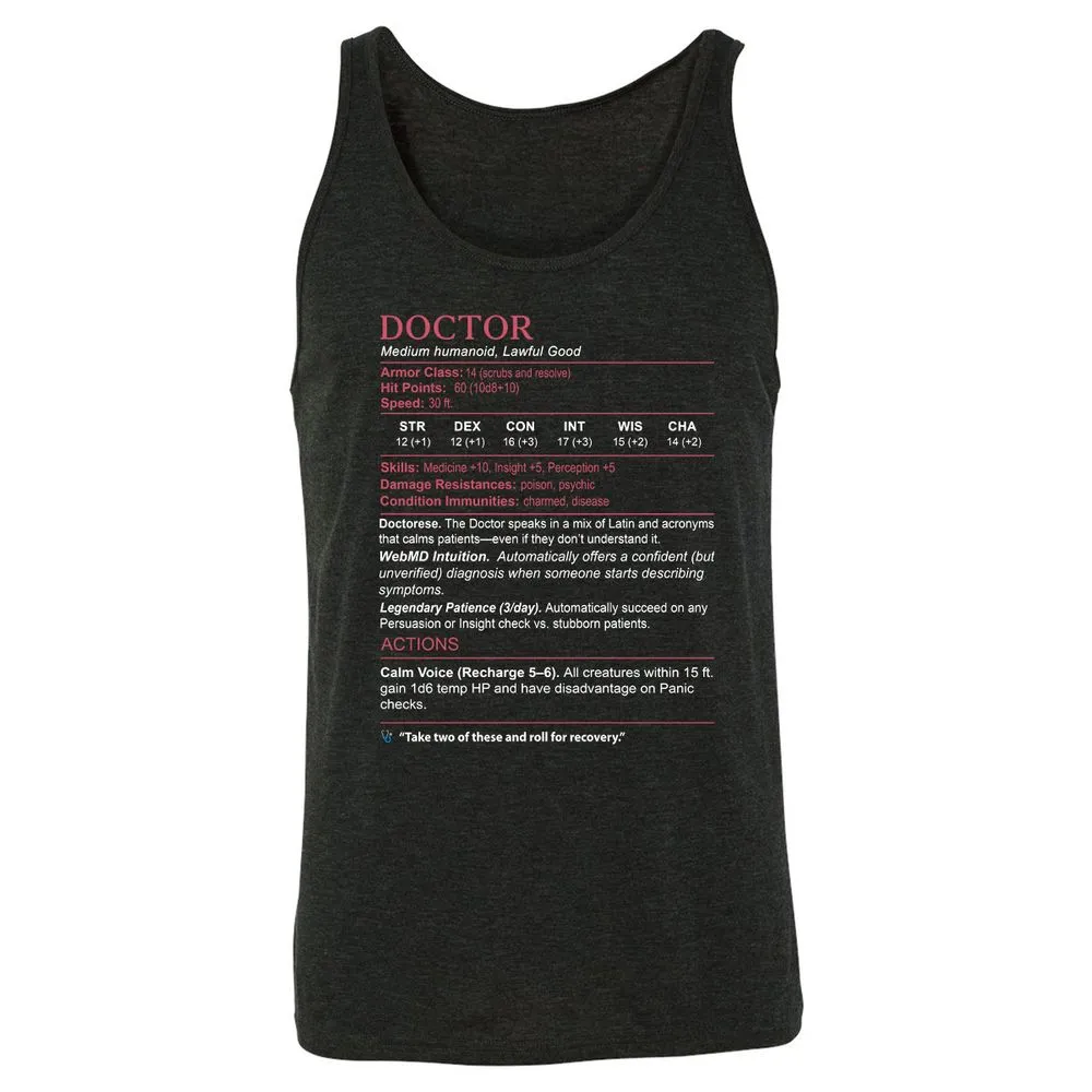 Doctor Stats Unisex Jersey Tank - Charcoal Black Triblend - 5