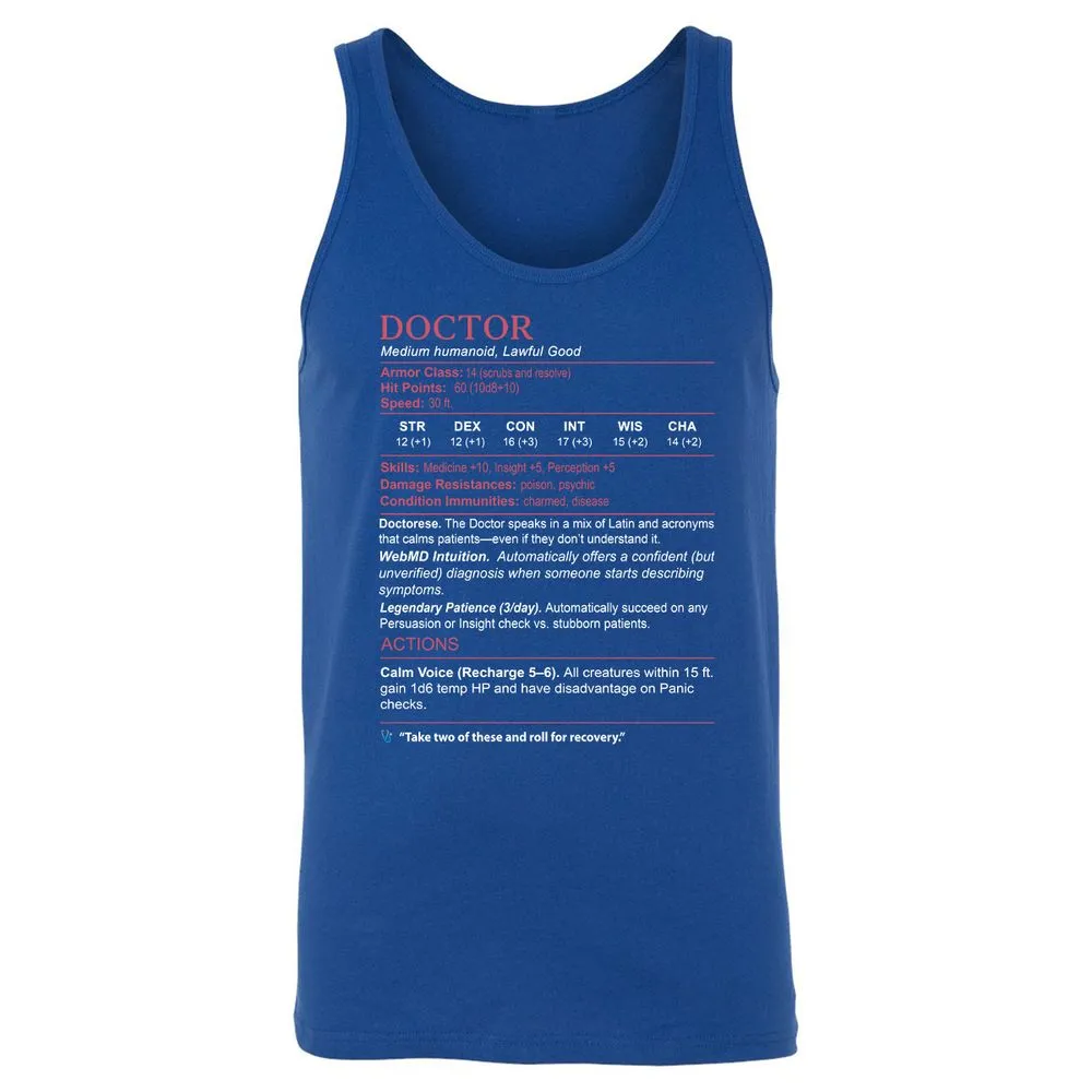 Doctor Stats Unisex Jersey Tank - True Royal - 13