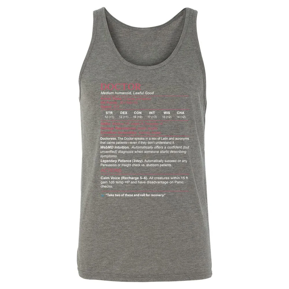 Doctor Stats Unisex Jersey Tank - Grey Triblend - 8