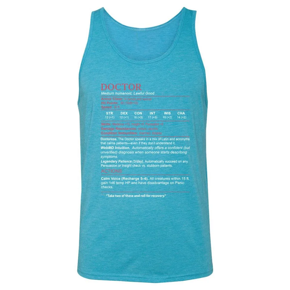 Doctor Stats Unisex Jersey Tank - Aqua Triblend - 3
