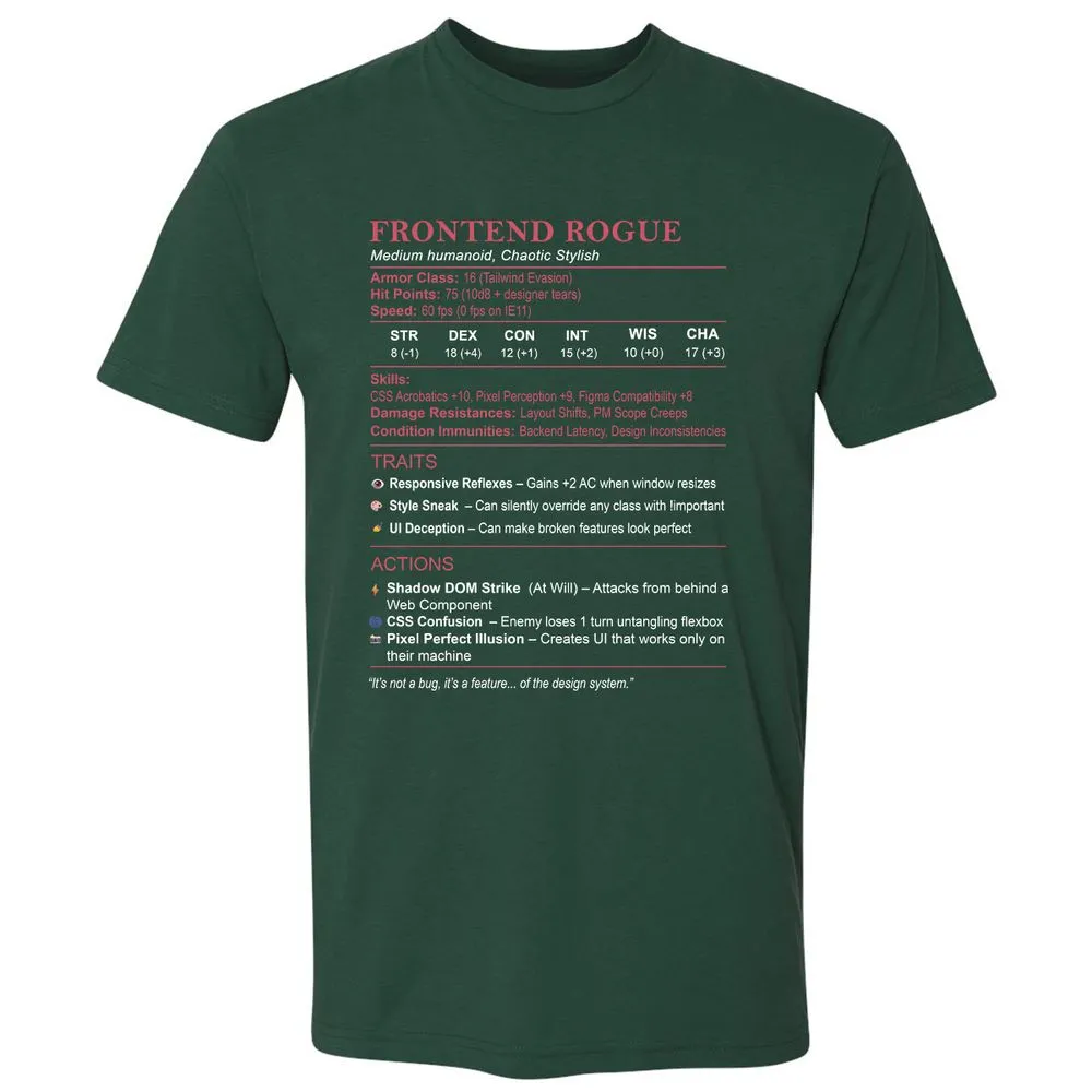 Frontend Rogue Premium Unisex T-Shirt - Forest Green - 13