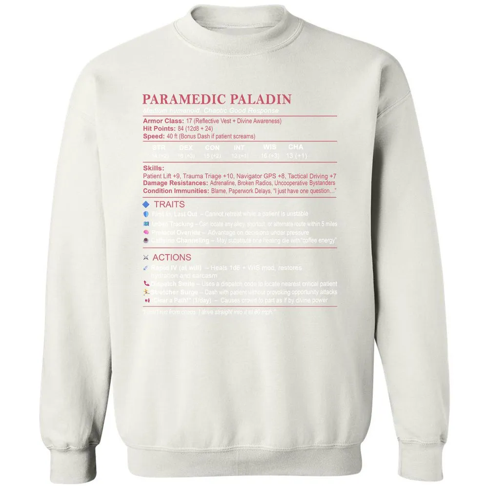 Paramedic Stats Classic Unisex Sweatshirt - White - 12