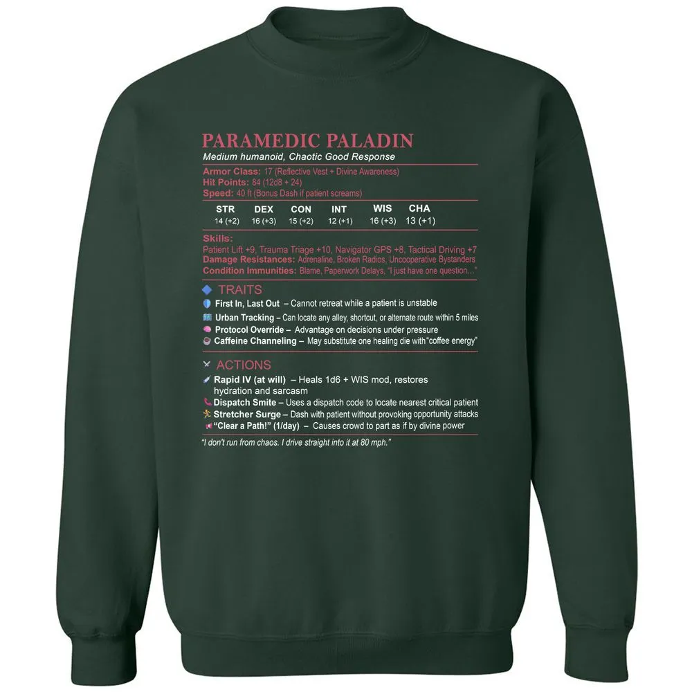 Paramedic Stats Classic Unisex Sweatshirt - Forest Green - 4