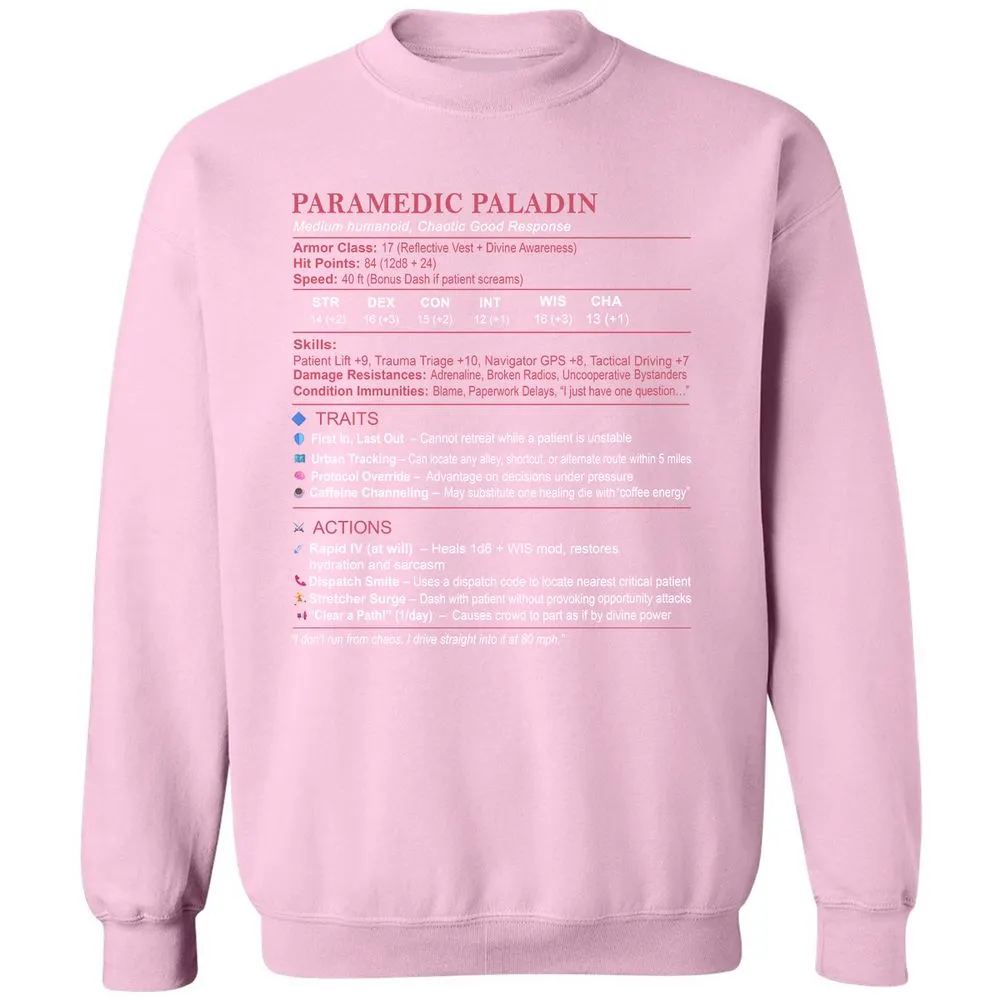 Paramedic Stats Classic Unisex Sweatshirt - Light Pink - 3