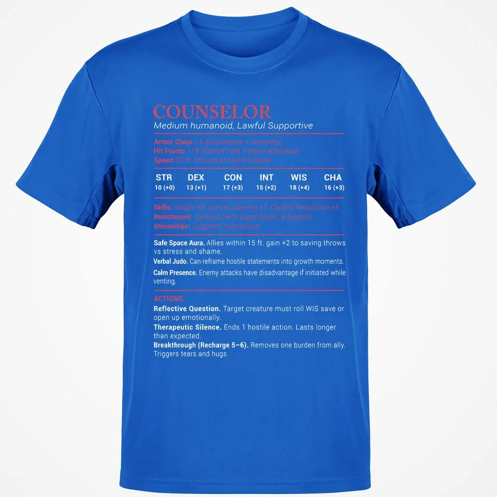 Counselor Stats Classic Unisex T-Shirt - Royal - 11