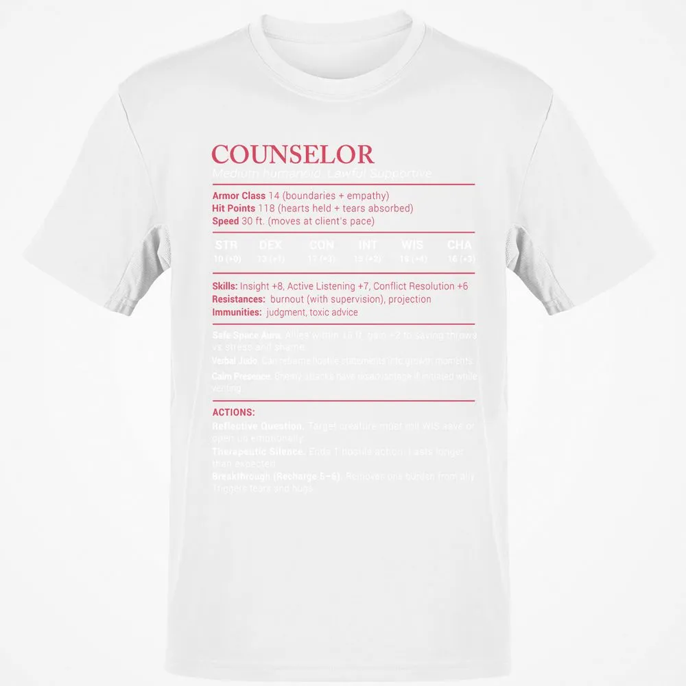 Counselor Stats Classic Unisex T-Shirt - White - 12