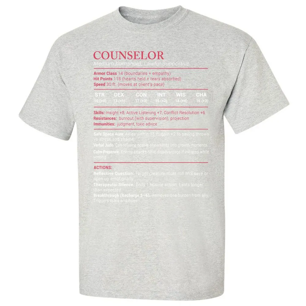 Counselor Stats Classic Unisex T-Shirt - Ash - 2