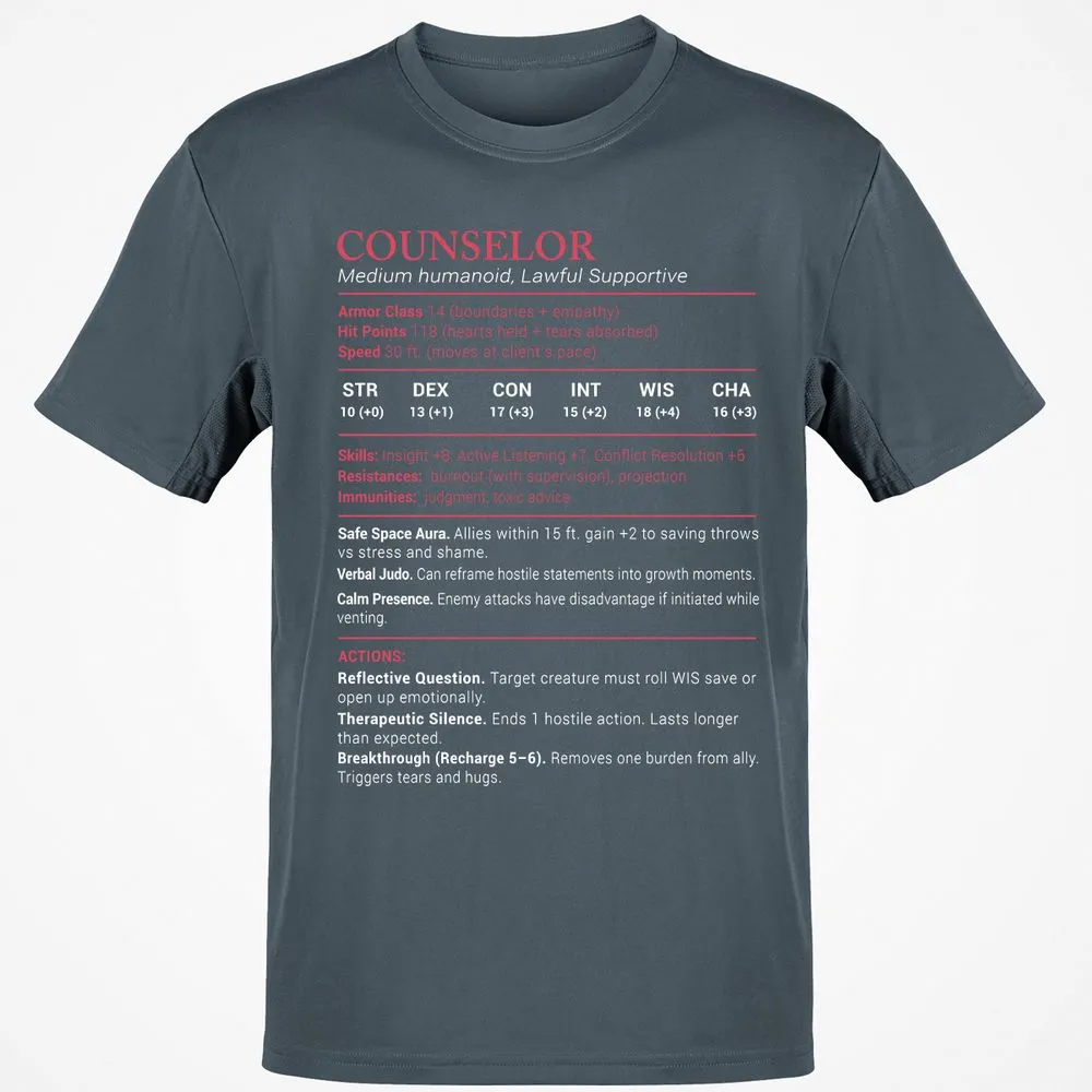 Counselor Stats Classic Unisex T-Shirt - Charcoal - 3